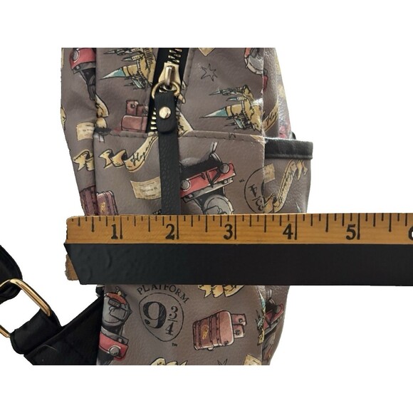 Loungefly Harry Potter Relics Tattoo Allover Print Backpack Faux Leather Gray - Picture 8 of 9